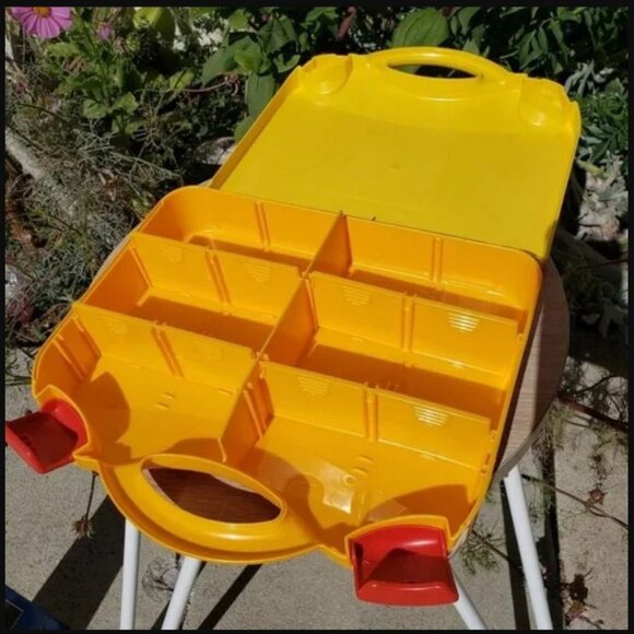 NEW 3X LEGO Yellow Plastic Carrying Carry Case Storage Box Bundle w Handle Divid - Picture 4 of 11